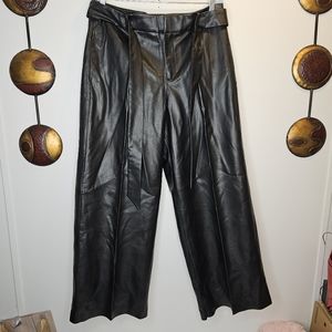 Eloquii Tie Waist Wide Leg Faux Leather Black Pant Size 14